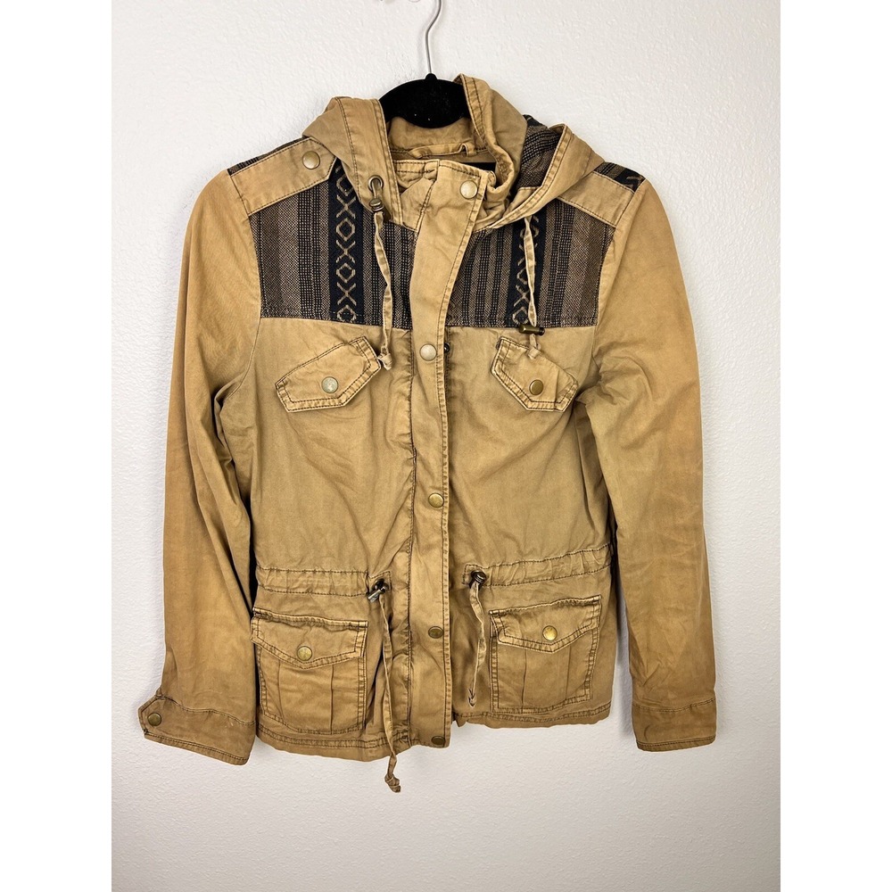 American Rag Jacket Small Womens size Khaki Brown Hooded‎ Field Coat